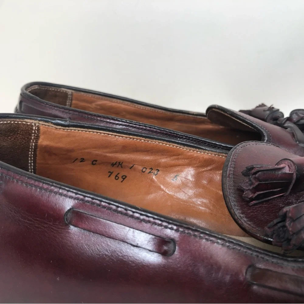 Alden X Brooks Brothers Oxblood Calfskin Tassel Loafers Size 12 C Made In USA